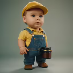 a child holding a brown cup of coffee