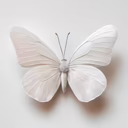 a white butterfly sitting on top of a white table