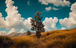 a man in red is walking down a path