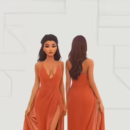 two women wearing dresses standing side by side