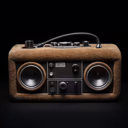 old fashioned radio with speakers in dark room