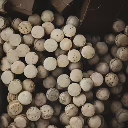 white mushrooms laying next to each other on a table