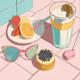 a cup of coffee sitting next to some food
