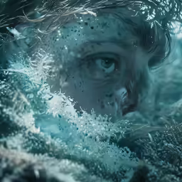 boy in water looking up into the sky