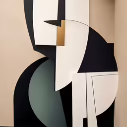 the black and white painting is in the corner