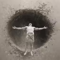 a man is standing in a tunnel and is very high