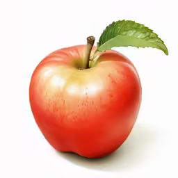 an apple with a leaf on the top of it
