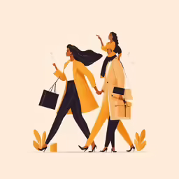 two people dressed in business wear are walking