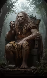 a very big creepy man sitting in a chair