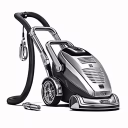 a canister vacuum is being used by someone