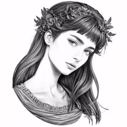 a drawing of a girl wearing a crown
