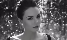 black and white photograph of woman with bare shoulders