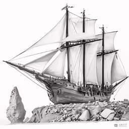 an old sailing ship on top of a hill
