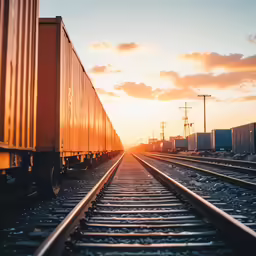 an empty train track next to a train engine car