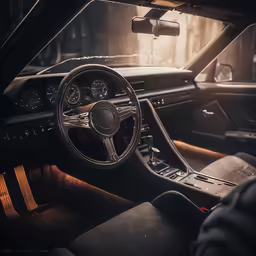 a car dashboard in the middle of a dark street
