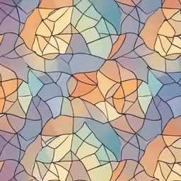 an abstract stained glass pattern with orange and blue colors