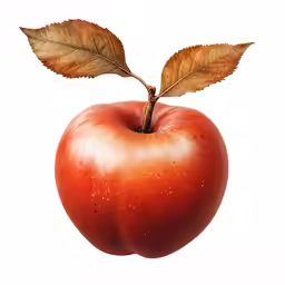 an apple with a leaf on top of it