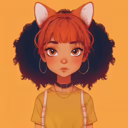 a young girl with an orange hair and cat ears