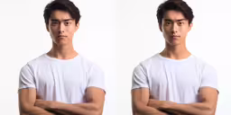 a man in a white shirt poses for the camera,a male is posing for pictures wearing a white t - shirt