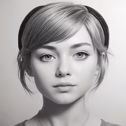 black and white photo of woman with a necklace