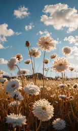 a beautiful view of some grass and white flowers