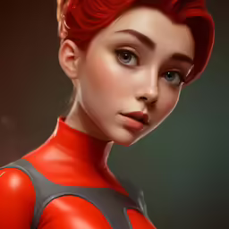 a young lady with red hair and big breast