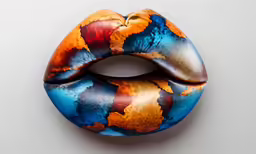 a round sculpture with many different colored designs on it