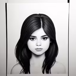 an artistic drawing of a woman in black and white