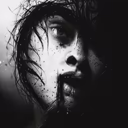 black and white photo of a girl looking at the camera