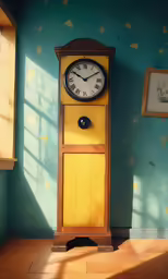 a grandfather clock with time being 3 23 on the wall