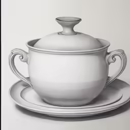 a white dish and saucer sitting on top of a plate
