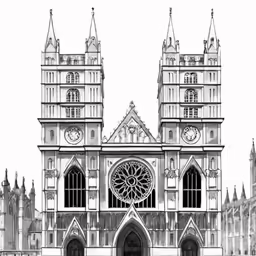 a drawing of an old building with some large windows