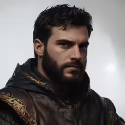 an illustration of a man wearing black leather