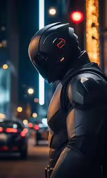 a person wearing a batman suit standing in the street