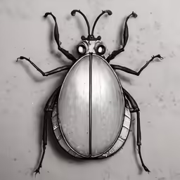 a beetles body and head on a wall