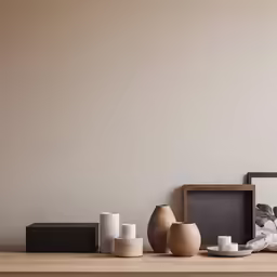 a group of vases are sitting on the table