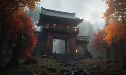 an image of a oriental architecture in the middle of trees