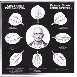 a black and white image with many leaves on it