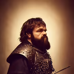 a man in black outfit with armor and sword