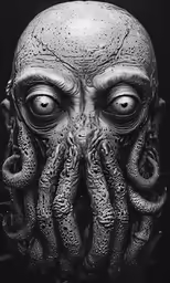 the image shows an intricately detailed head and eyes with long, straight hair