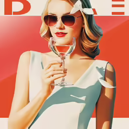 the woman is holding a glass of wine