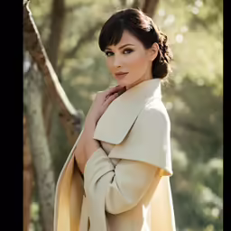a woman in yellow is posing for a picture