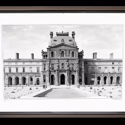 a large building with two turrets is surrounded by a garden