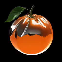 the orange is dripping in to a liquid in the air