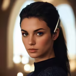 a close up of a person with long hair
