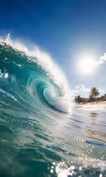 a big wave breaking over some water on the beach