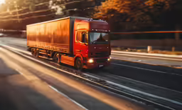 a large orange truck on the road