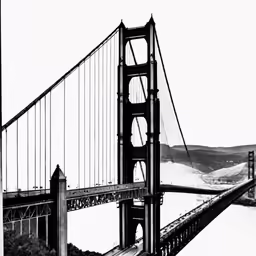 a black and white image of the golden gate bridge