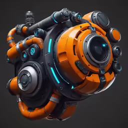an orange object with multiple objects on it