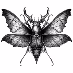 a black and white drawing of a beetle